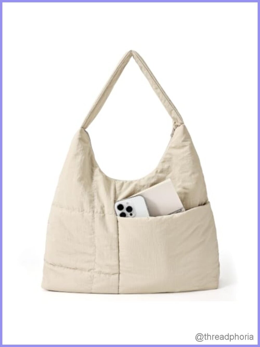 Large Nylon Hobo Bag Crescent Shoulder Tote Slouchy Purse